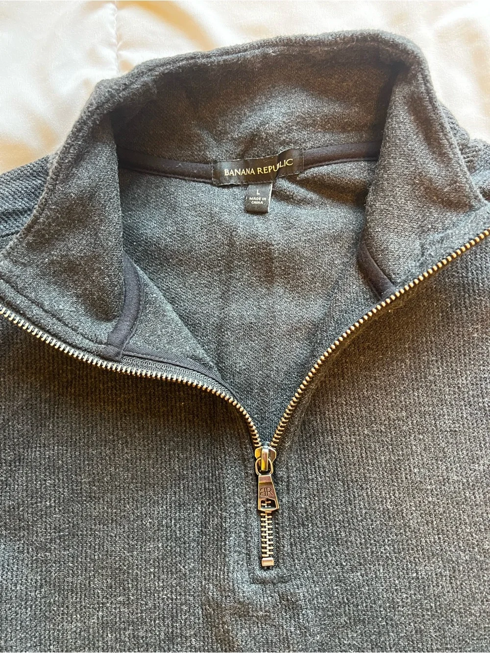 Banana Republic Men's Charcoal Quarter-Zip Sweater